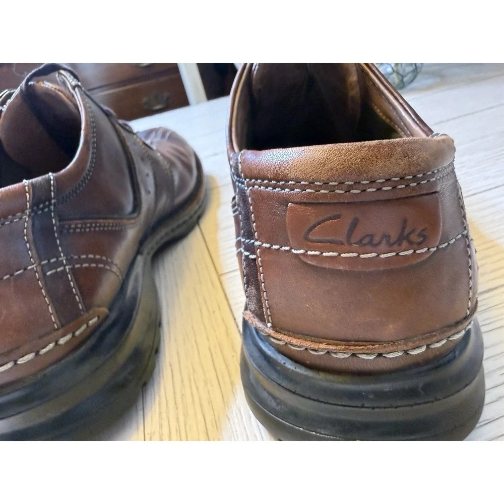 CLARKS Touareg 70853 Mens Brown Chestnut Leather Casual Oxford Shoes‎ Size 11 M